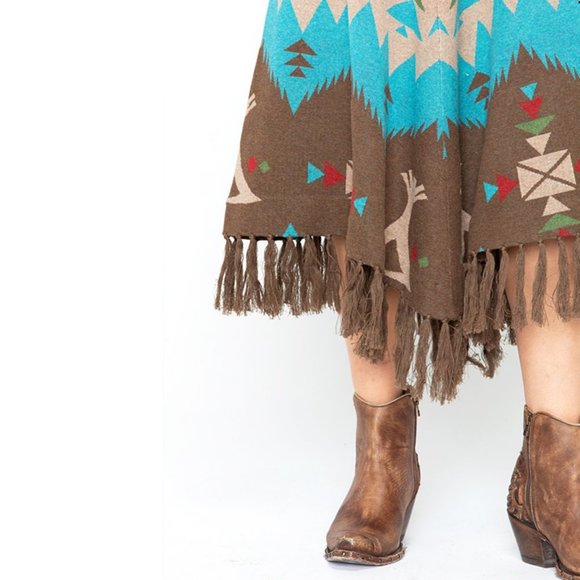 NWT TASHA POLIZZI Cheyenne Tipi Fringe Knit Western Cowgirl Maxi Skirt - Picture 2 of 10